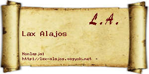 Lax Alajos névjegykártya
